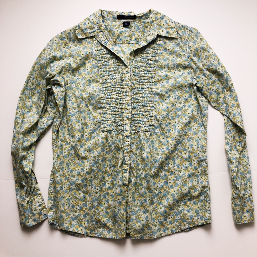 Green, blue and yellow floral button down from GAP